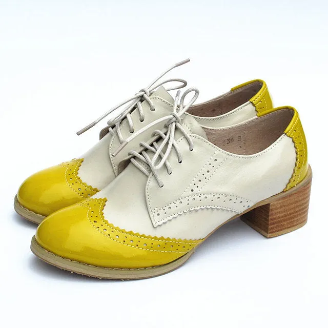 Women Vintage Thick Heels Retro Vintage Oxford
