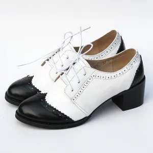 Women Vintage Thick Heels Retro Vintage Oxford