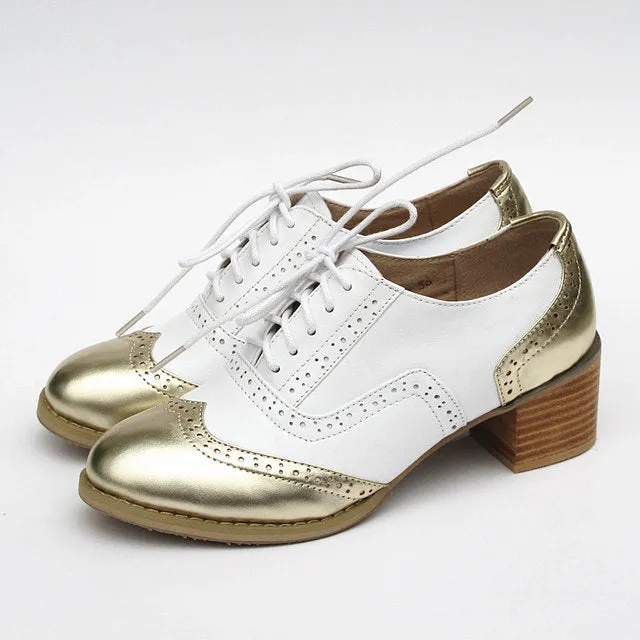Women Vintage Thick Heels Retro Vintage Oxford