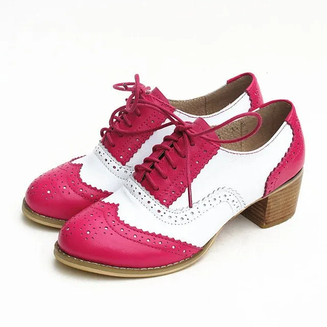 Women Vintage Thick Heels Retro Vintage Oxford