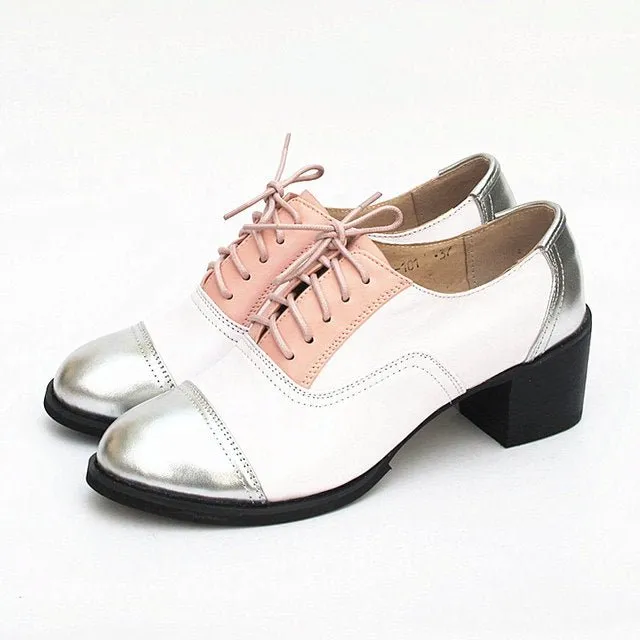 Women Vintage Thick Heels Retro Vintage Oxford