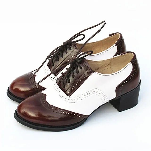 Women Vintage Thick Heels Retro Vintage Oxford