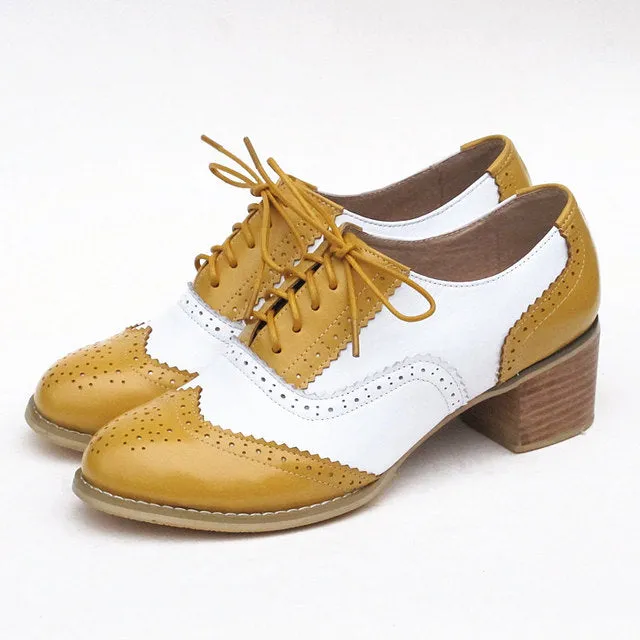 Women Vintage Thick Heels Retro Vintage Oxford
