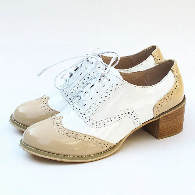 Women Vintage Thick Heels Retro Vintage Oxford