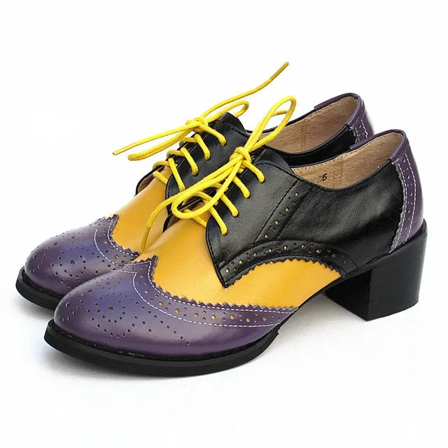 Women Vintage Thick Heels Retro Vintage Oxford
