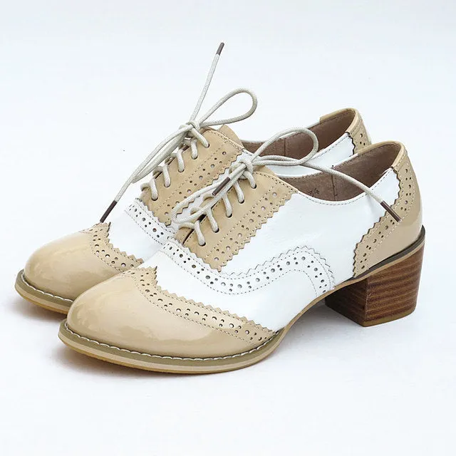 Women Vintage Thick Heels Retro Vintage Oxford