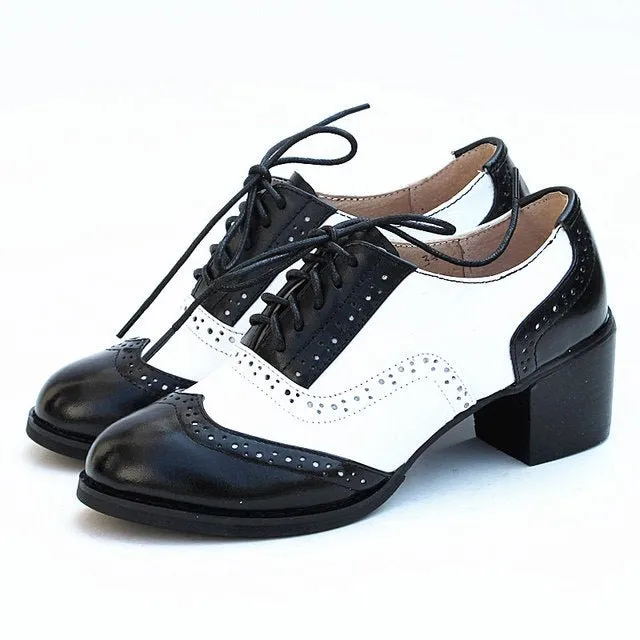 Women Vintage Thick Heels Retro Vintage Oxford