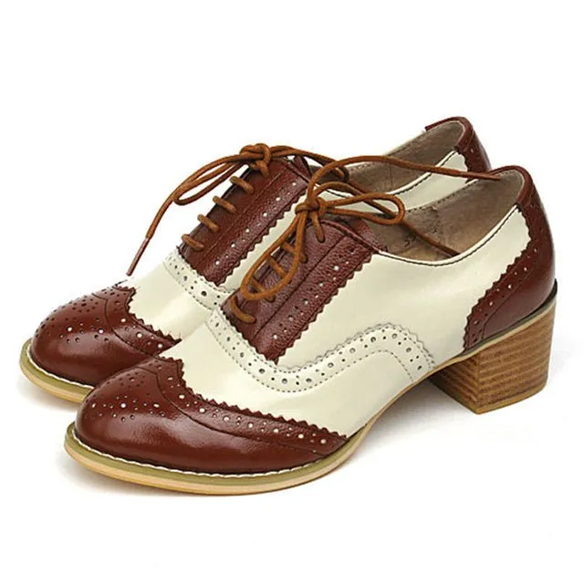 Women Vintage Thick Heels Retro Vintage Oxford