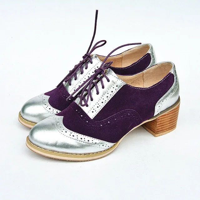 Women Vintage Thick Heels Retro Vintage Oxford