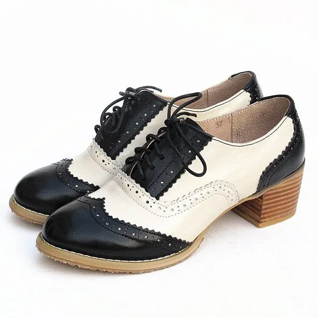 Women Vintage Thick Heels Retro Vintage Oxford