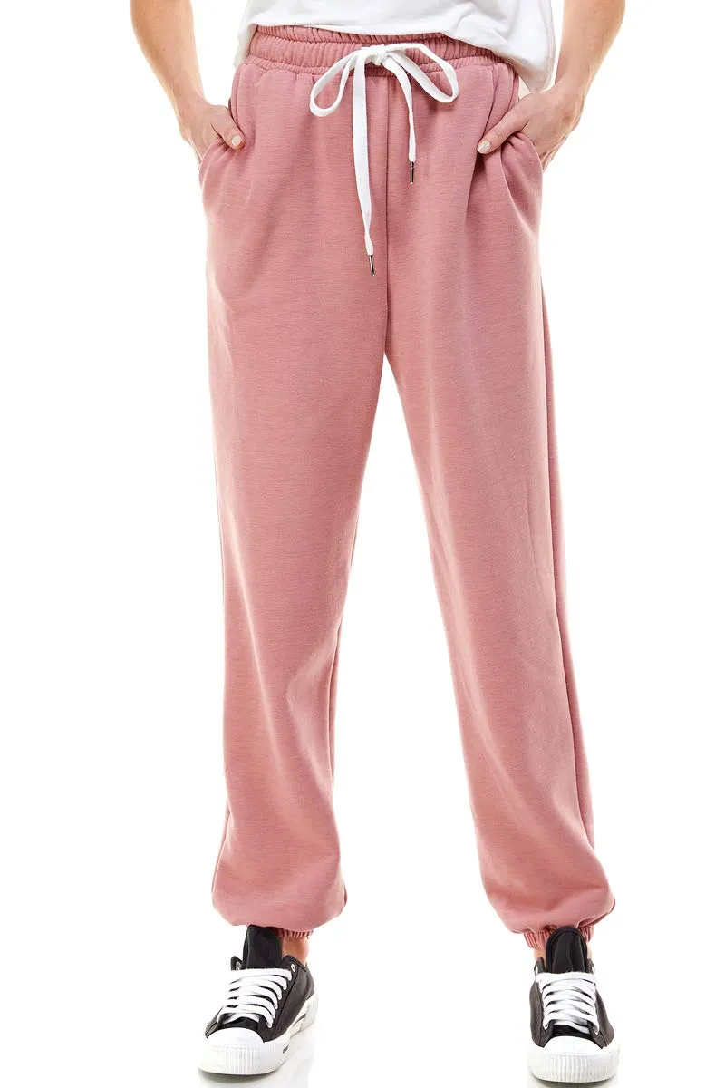 Women's High Waisted Yoga Fit Lounge Trousers Jogger Sweatpants | Workout Gym Loose Fit Pockets Trousers | Plus Size Lounge Pant | Exercise Joggers Elastic Pants Jade