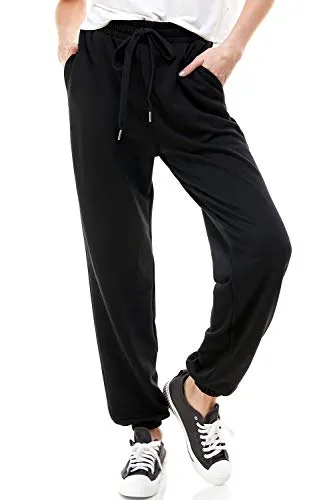 Women's High Waisted Yoga Fit Lounge Trousers Jogger Sweatpants | Workout Gym Loose Fit Pockets Trousers | Plus Size Lounge Pant | Exercise Joggers Elastic Pants Jade
