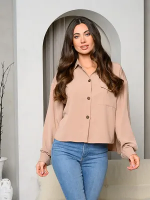 WOMEN'S LONG SLEEVE BUTTON UP BLOUSE TOP