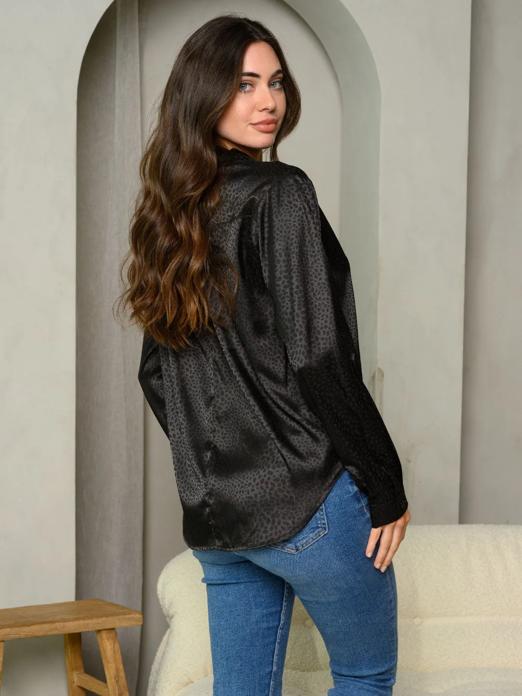 WOMEN'S LONG SLEEVE BUTTON UP BLOUSE TOP