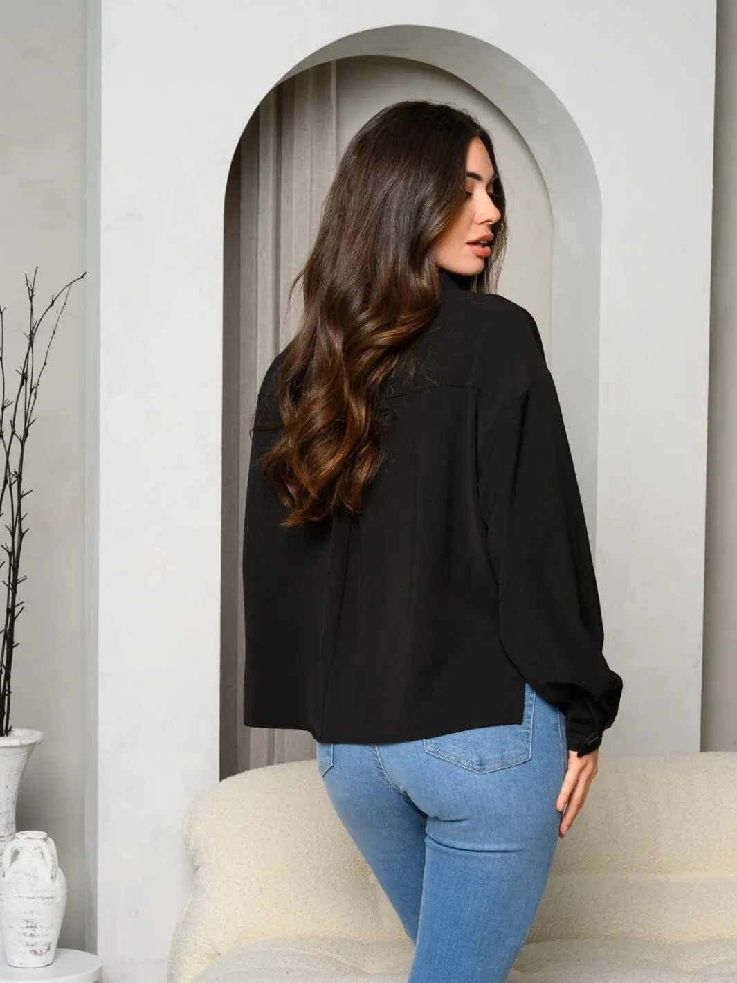 WOMEN'S LONG SLEEVE BUTTON UP BLOUSE TOP