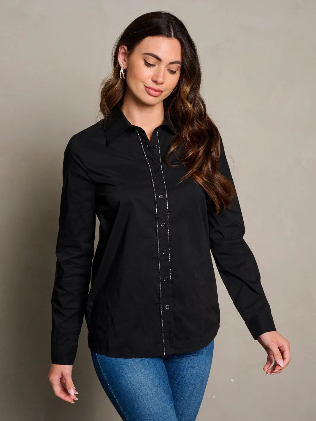 WOMEN'S LONG SLEEVE BUTTON UP BLOUSE TOP