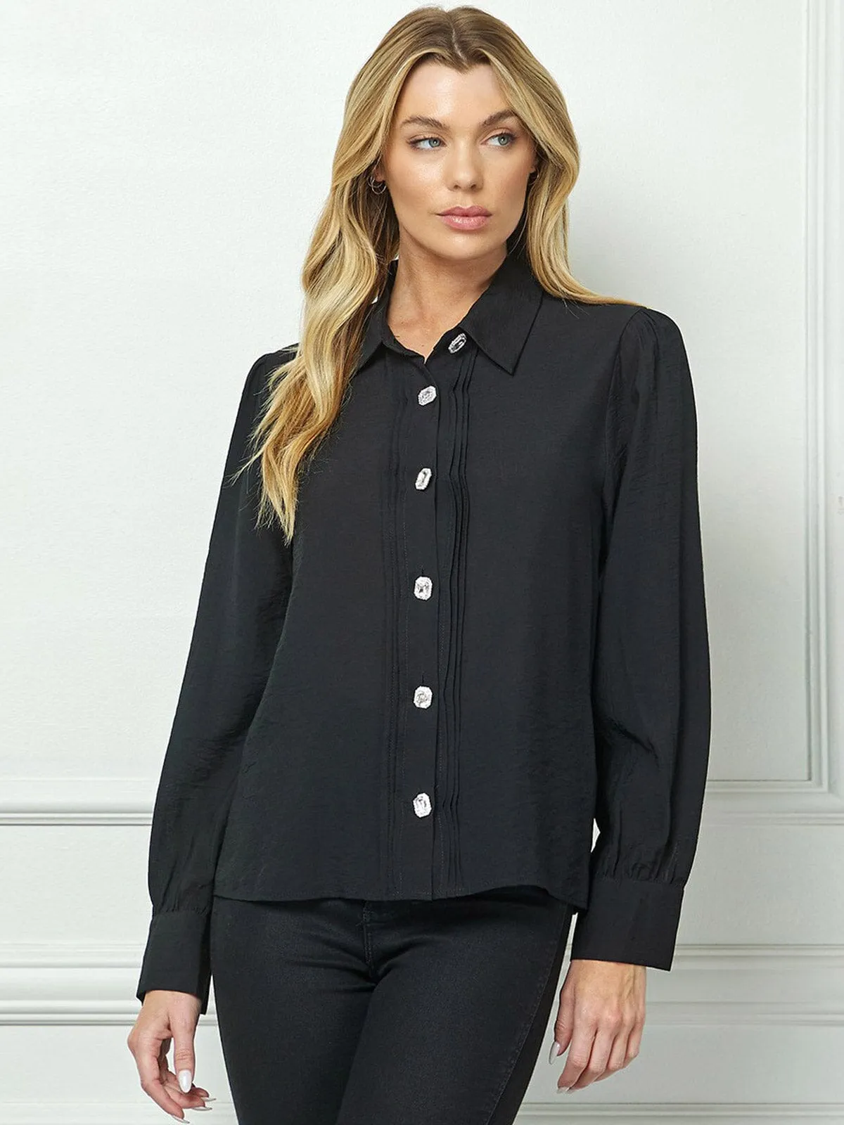 WOMEN'S LONG SLEEVE BUTTON UP BLOUSE TOP