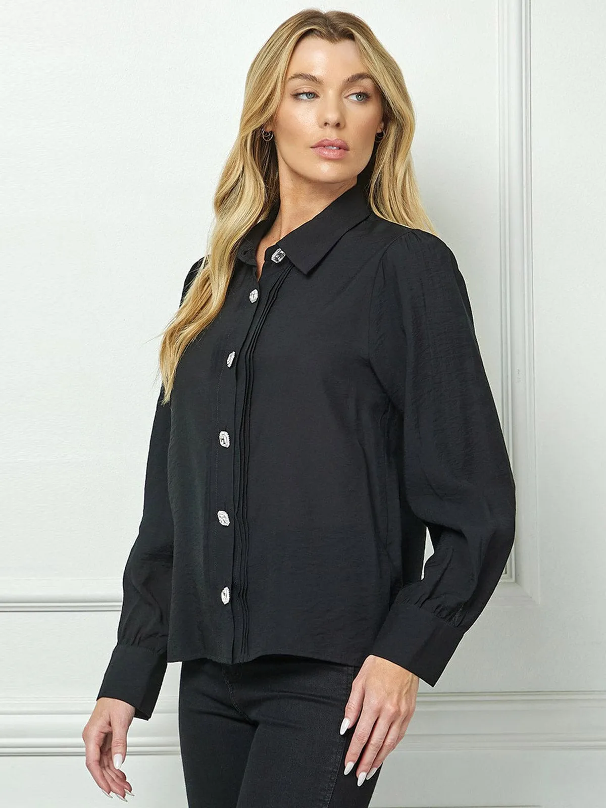 WOMEN'S LONG SLEEVE BUTTON UP BLOUSE TOP
