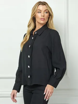 WOMEN'S LONG SLEEVE BUTTON UP BLOUSE TOP