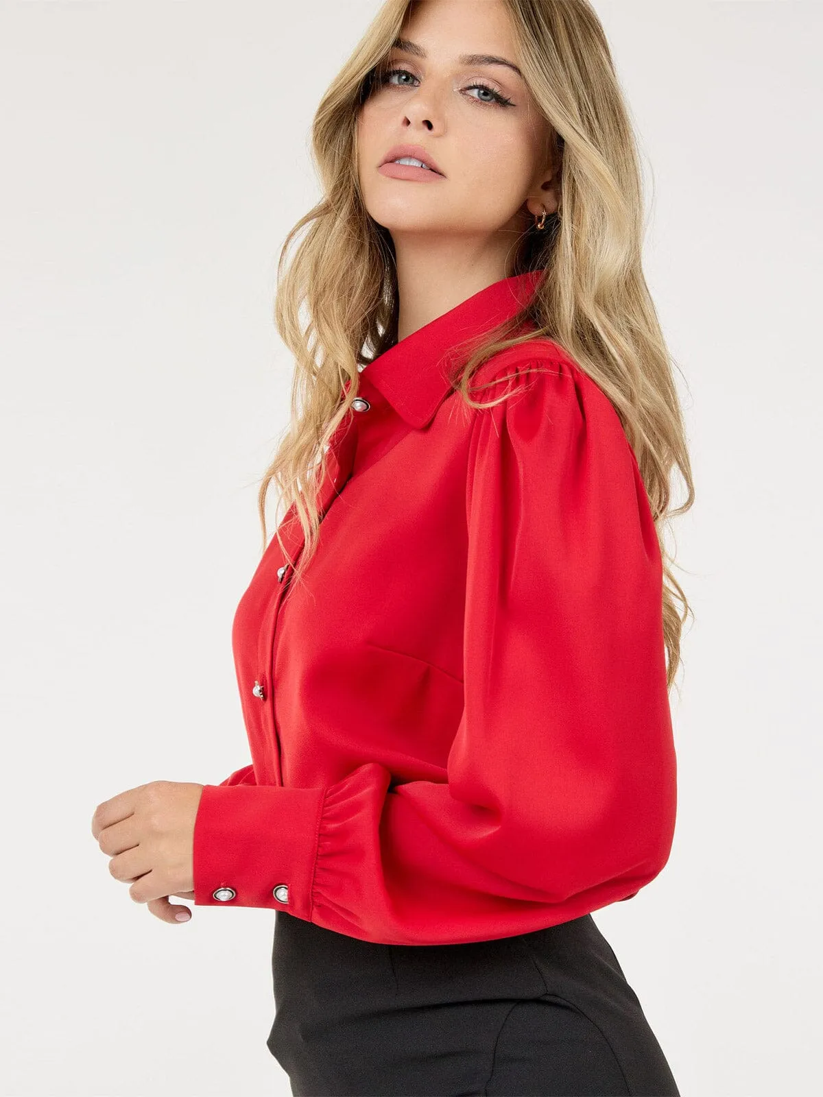 WOMEN'S LONG SLEEVE BUTTON UP BLOUSE