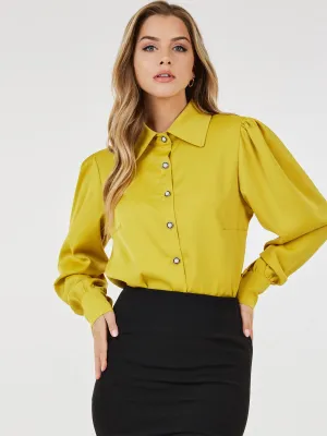 WOMEN'S LONG SLEEVE BUTTON UP BLOUSE