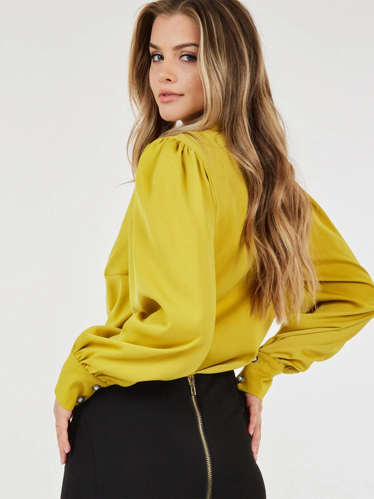 WOMEN'S LONG SLEEVE BUTTON UP BLOUSE