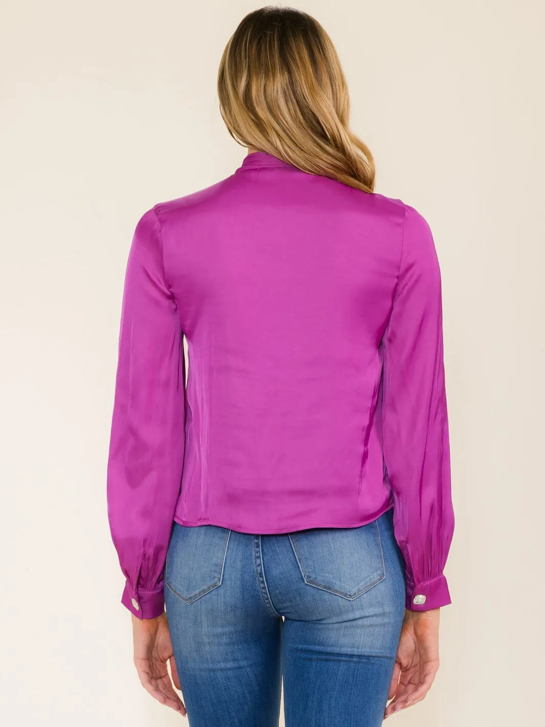 WOMEN'S LONG SLEEVE BUTTON UP COLLAR SCRAF BLOUSE