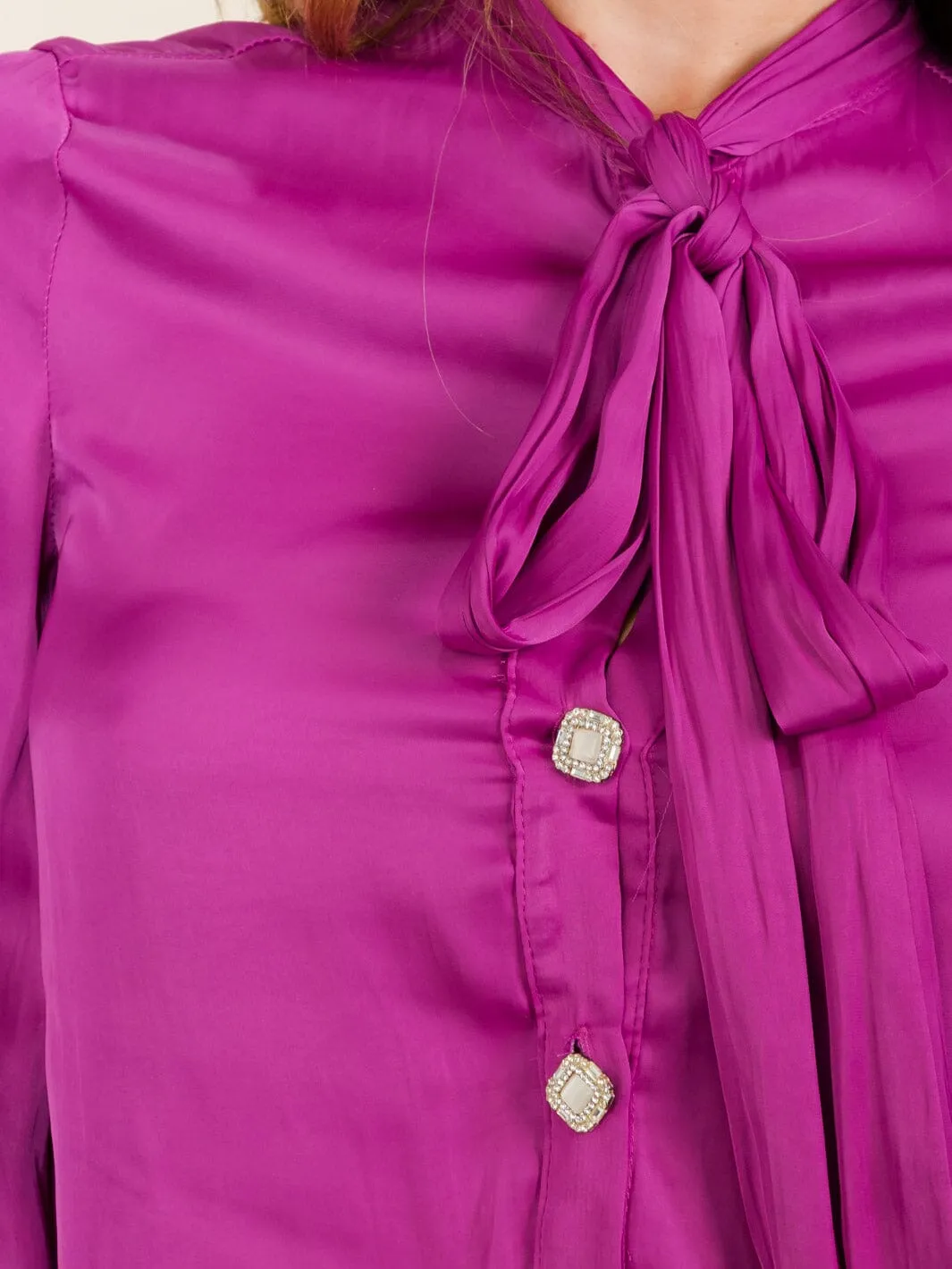 WOMEN'S LONG SLEEVE BUTTON UP COLLAR SCRAF BLOUSE