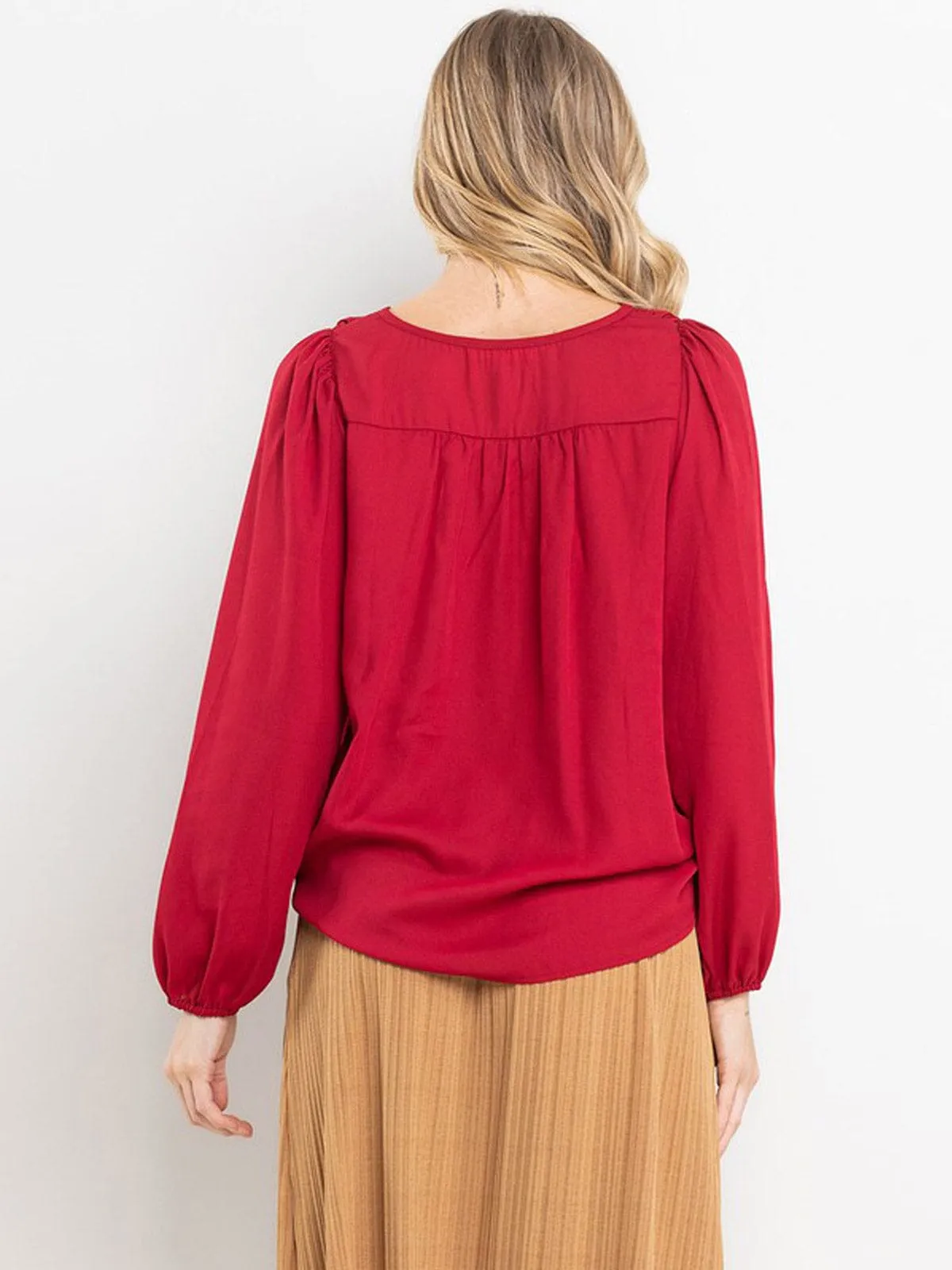 WOMEN'S LONG SLEEVE BUTTON UP LOOSE FIT BLOUSE