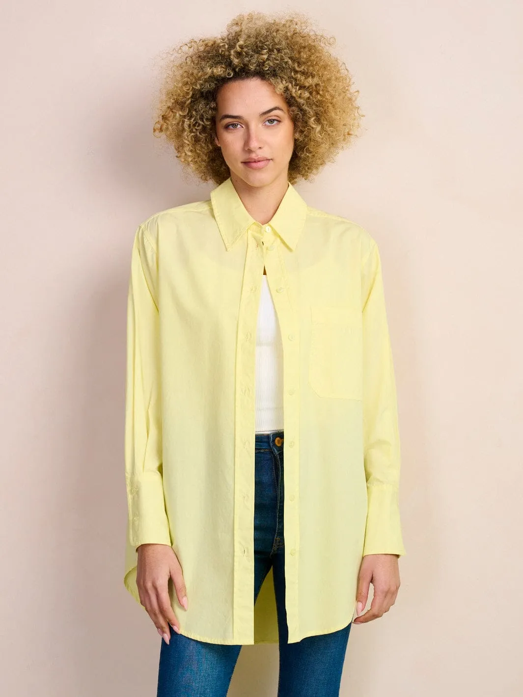 WOMEN'S LONG SLEEVE BUTTON UP OVERSIZED BLOUSE TOP