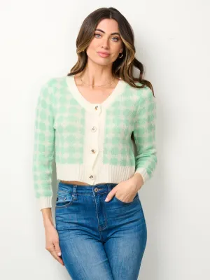 WOMEN'S LONG SLEEVE BUTTON UP PRINT COLORBLOCK TOP