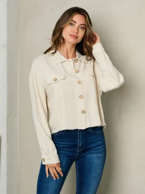 WOMEN'S LONG SLEEVE BUTTON UP TOP