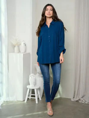 WOMEN'S LONG SLEEVE BUTTON UP TUNIC TOP