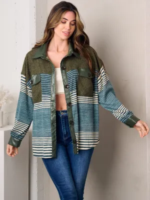 WOMEN'S LONG SLEEVE COLORBLOCK OVERSIZED PU DETAILED TOP