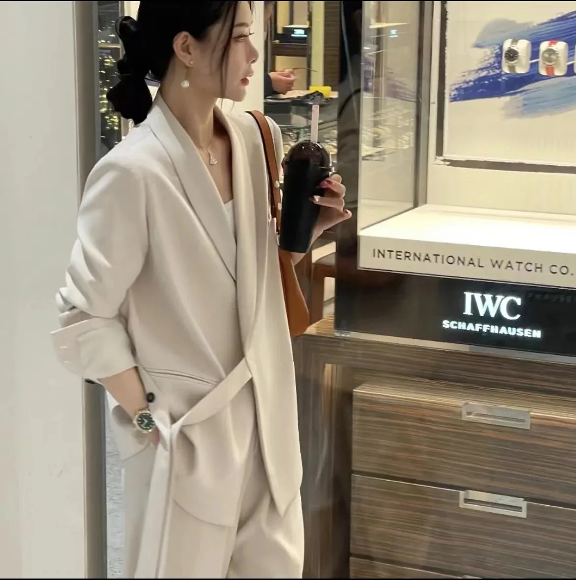 Women's Pant Suits Office 2-Piece Sets Pockets Coat Wide Leg Pants Spring Autumn Office Wear New Fashion Elegant Blazer & Trousers