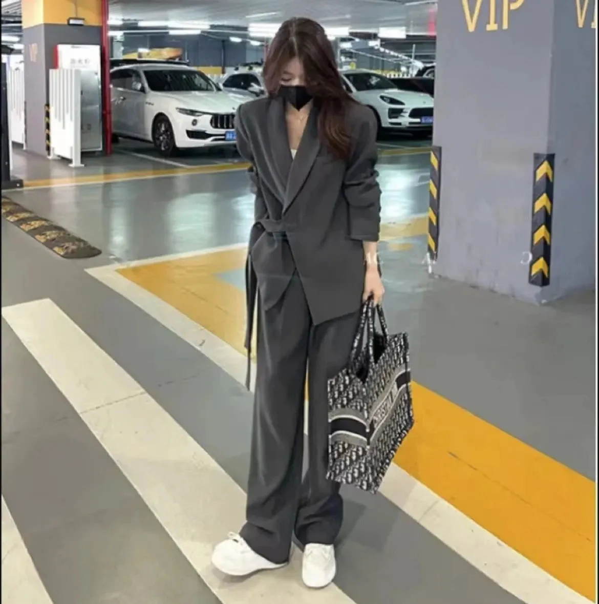 Women's Pant Suits Office 2-Piece Sets Pockets Coat Wide Leg Pants Spring Autumn Office Wear New Fashion Elegant Blazer & Trousers