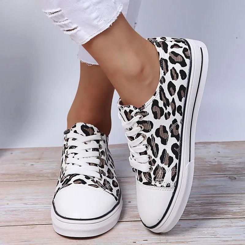 Women's Round Toe Casual Leopard Print Flat Shoes
