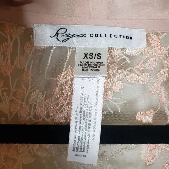 Women's Rya Collection Peach Lace embroidered Short Evening Sleepwear Robe XS/S