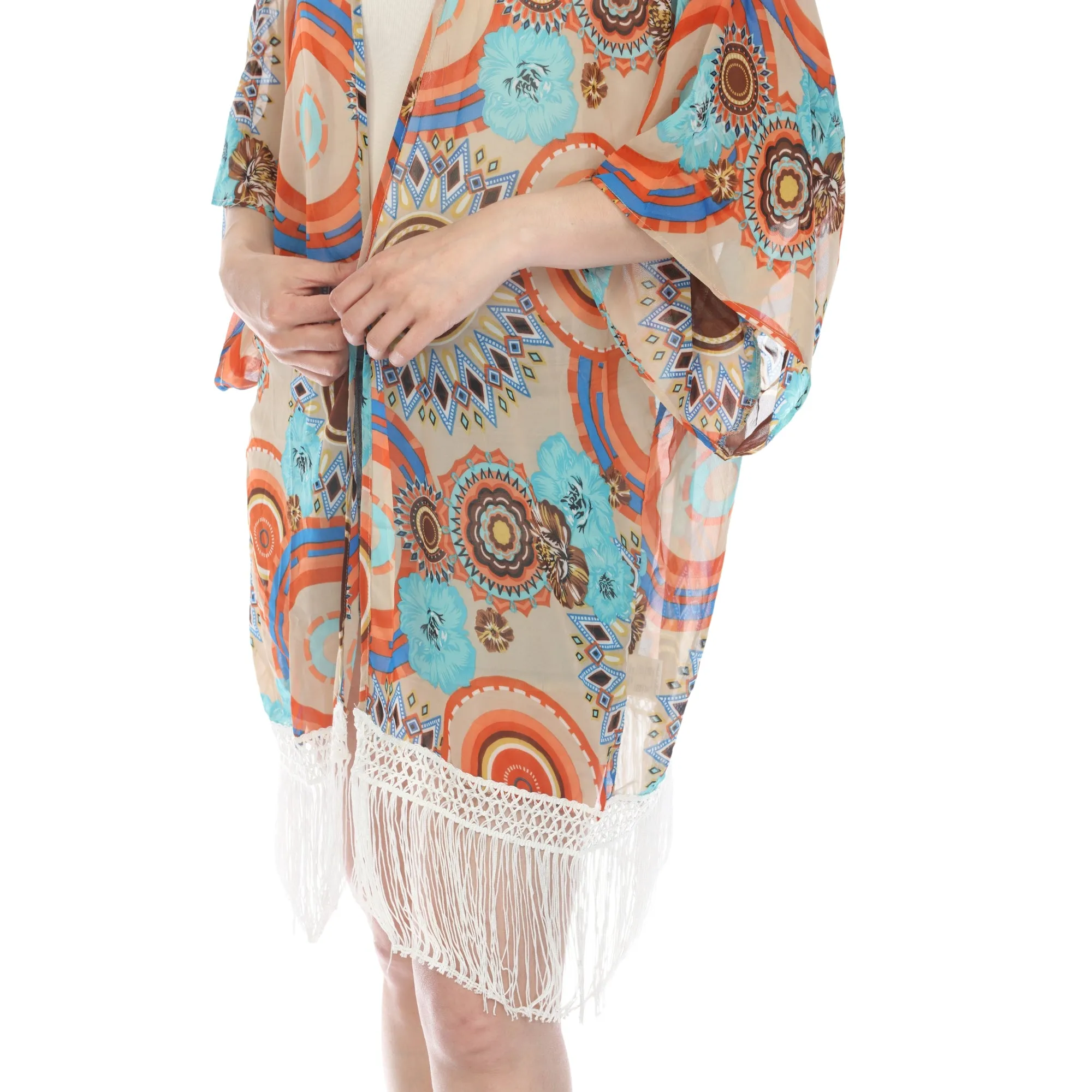 Women's Sheer Fringe Kimono