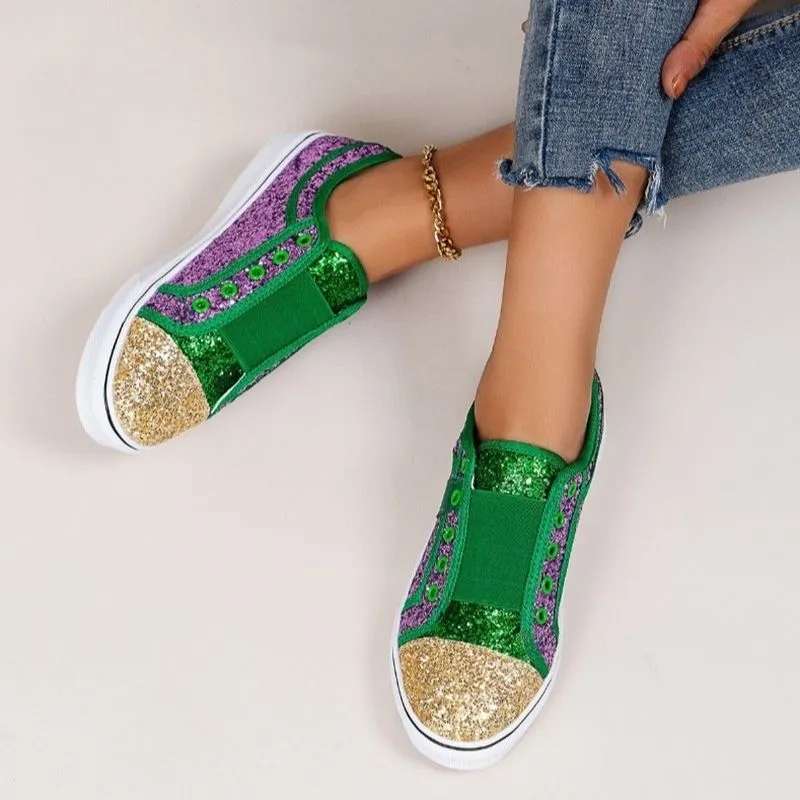 Women's Shiny Round Toe Casual Flat Single Shoes