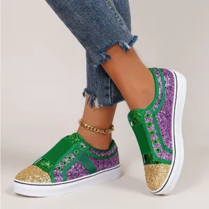 Women's Shiny Round Toe Casual Flat Single Shoes
