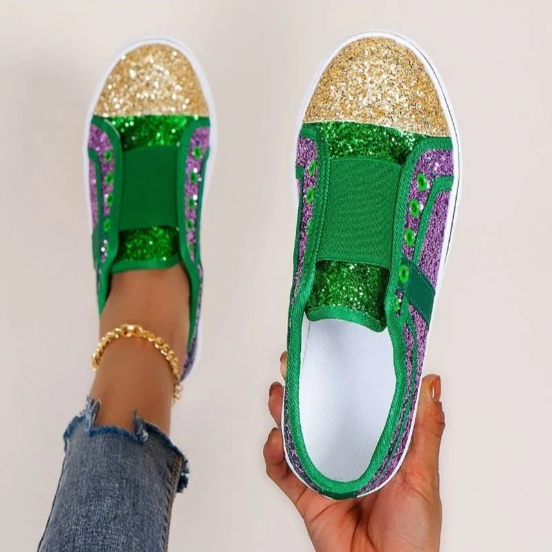 Women's Shiny Round Toe Casual Flat Single Shoes