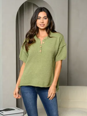 WOMEN'S SHORT SLEEVE BUTTONS CLOSURE TOP