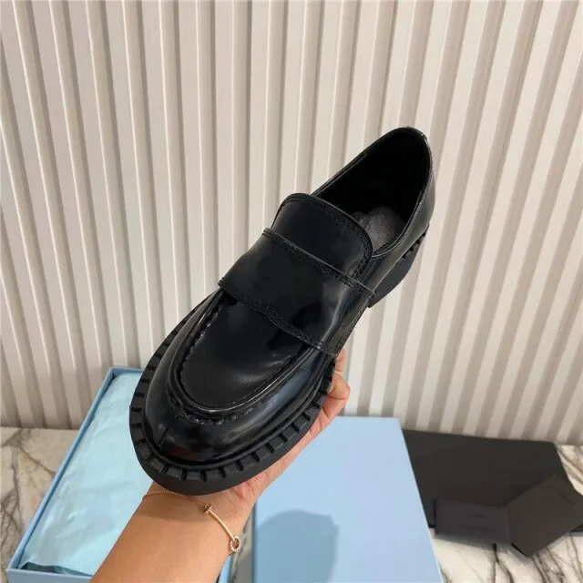 women's single shoes round toe thick-soled thick-heeled