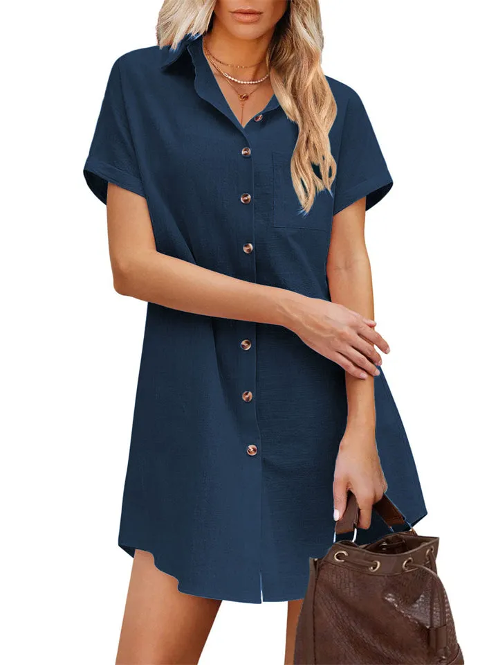 Women's Summer Sexy Button Down Mid-length Beach Blouses