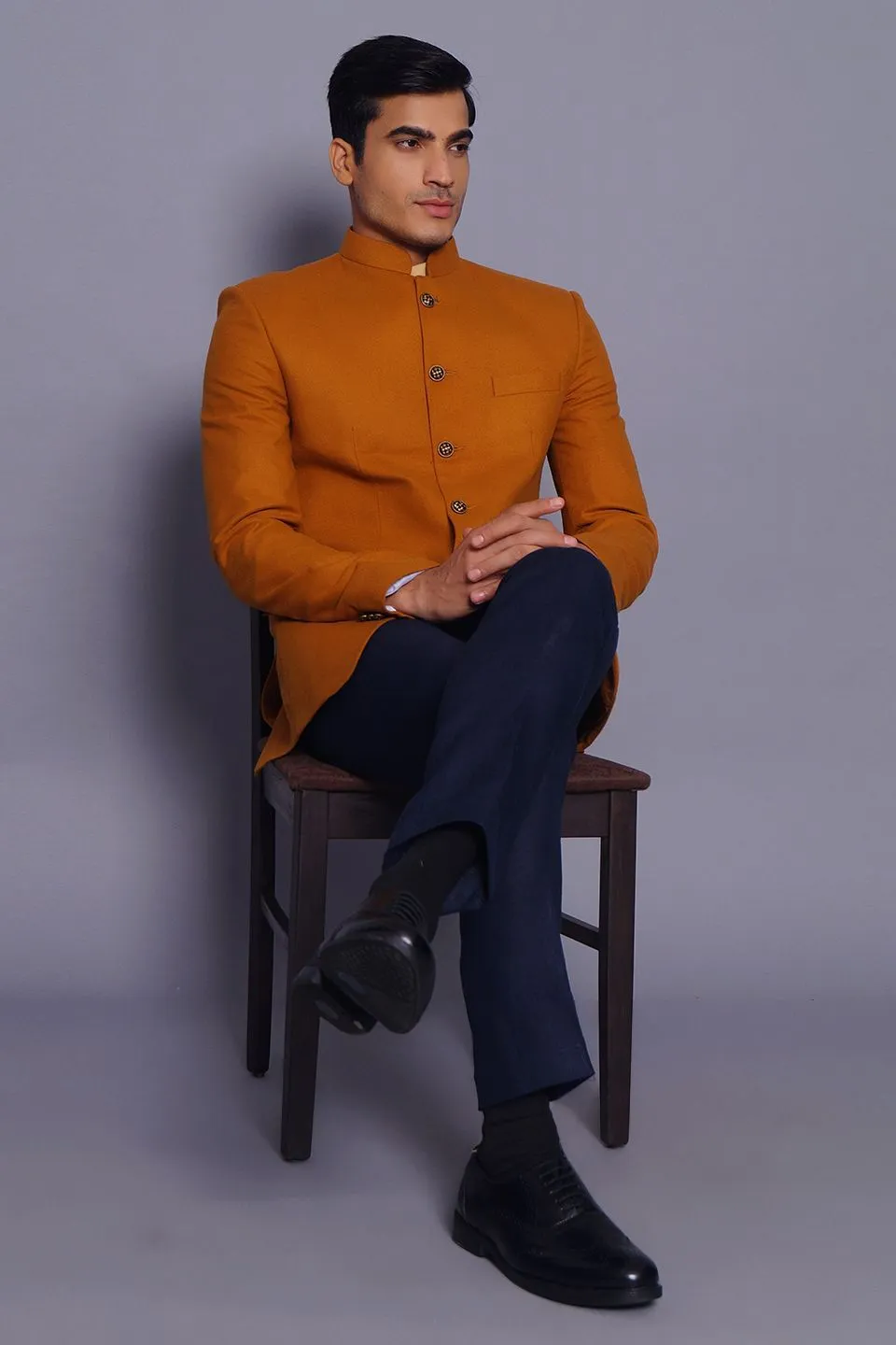 Wool Orange Bandhgala