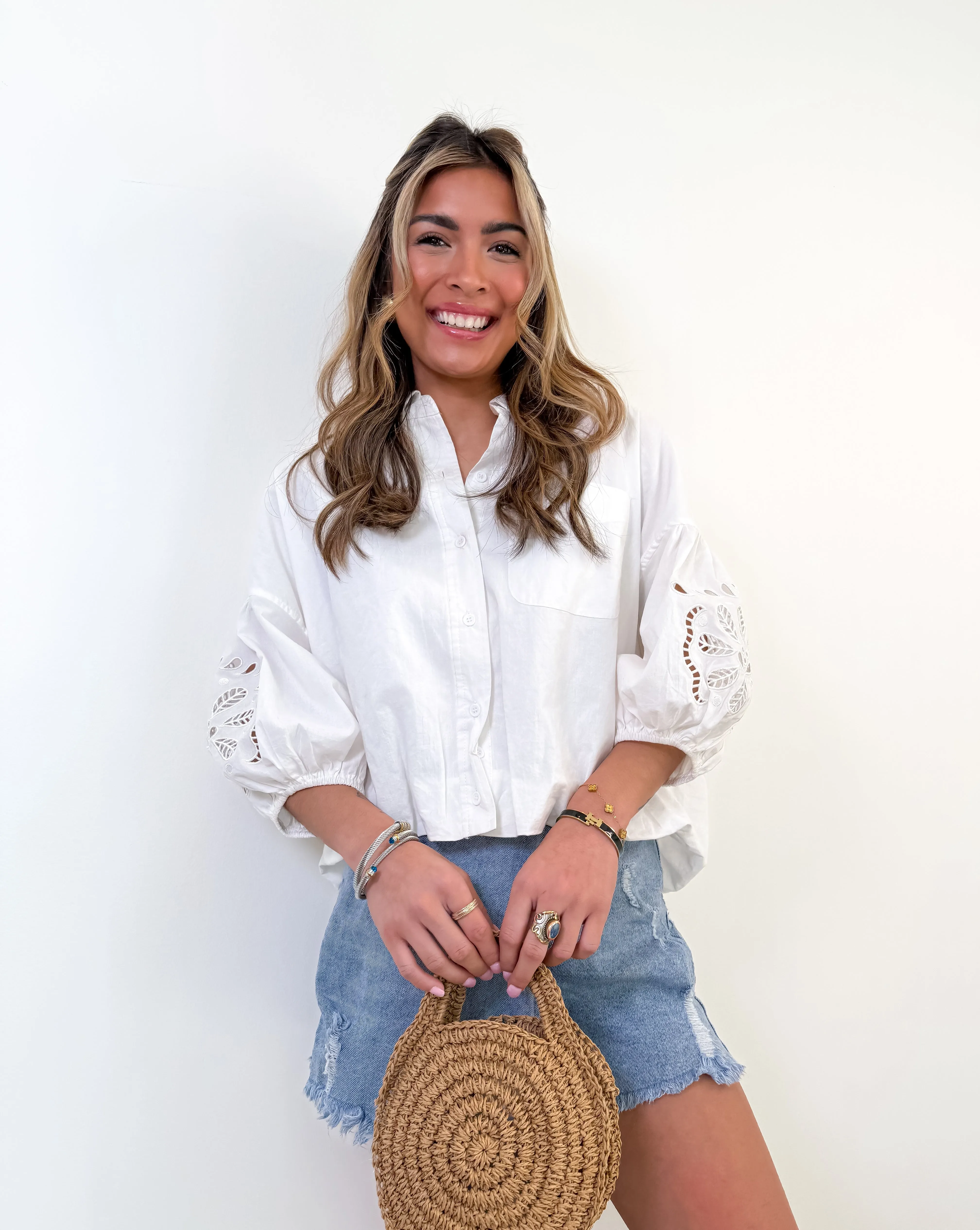 Wren White Embroidered Top