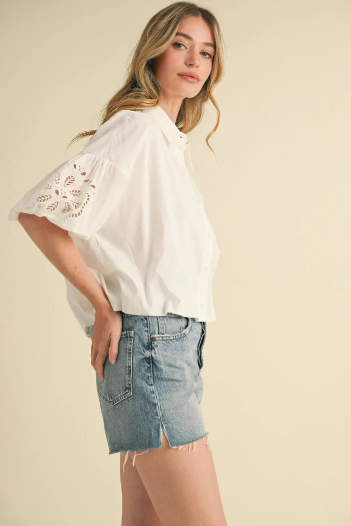 Wren White Embroidered Top