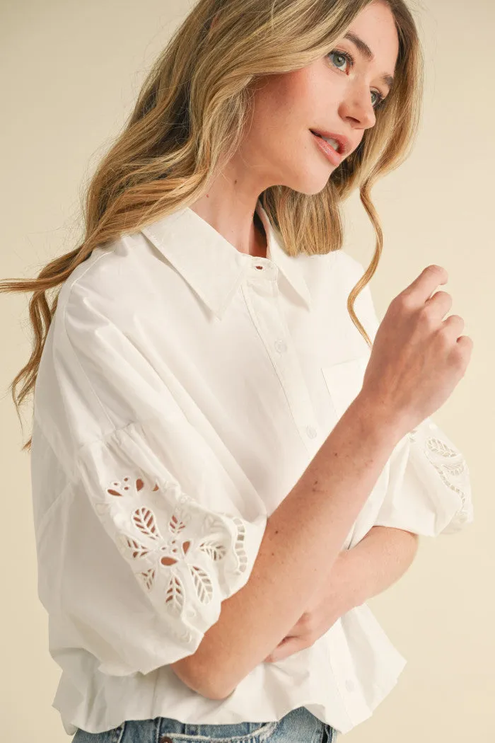 Wren White Embroidered Top