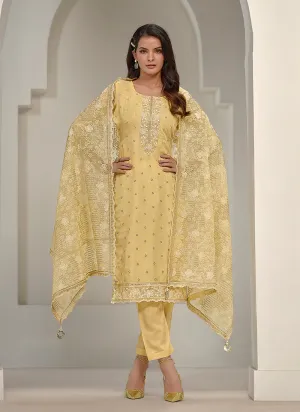 Yellow Embroidery Pakistani Salwar Kameez Suit